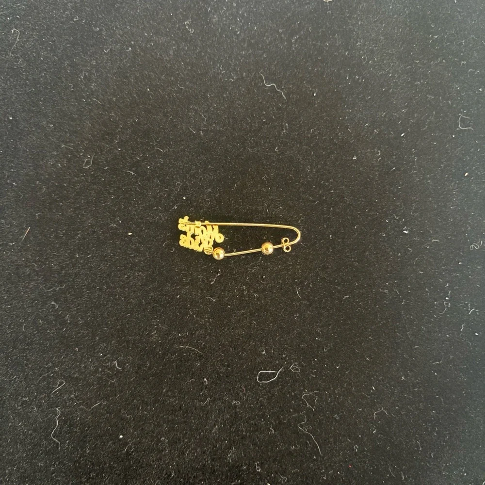 10K Gold Mom's Kids Vintage Beaded Safety Pin Brooch with Two Spacers